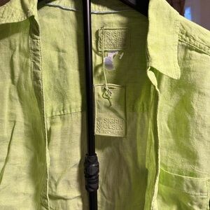 Sigrid Olsen Light Green Linen Blouse